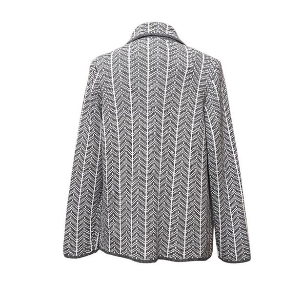 Bianca G Wwomen's cardigan sweater wool acrylic blend grey white Medium NWT - Picture 3 of 6